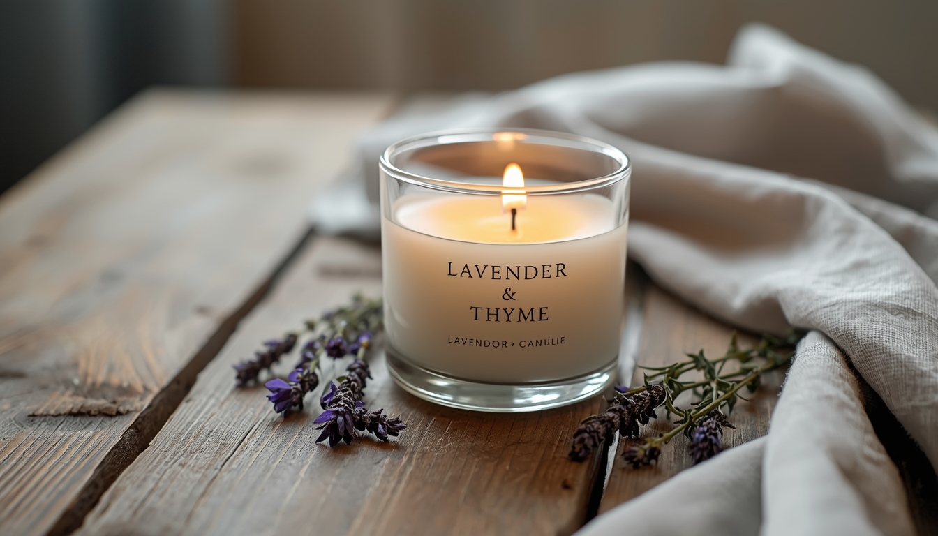 Lyxtherooscyx duftlys Lavendel og Timian i glas