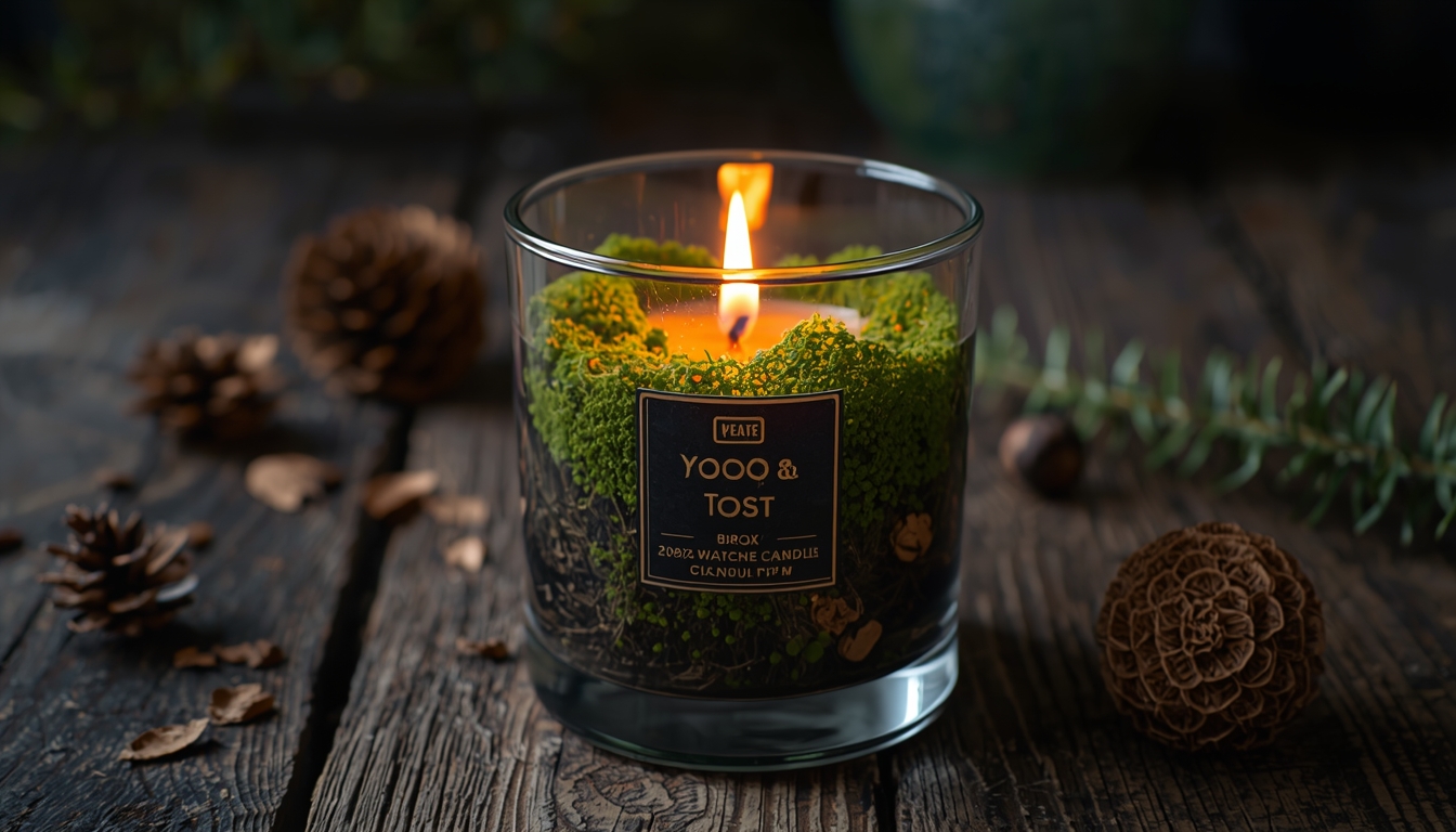 Lyxtherooscyx duftlys Træ og Mose i glas