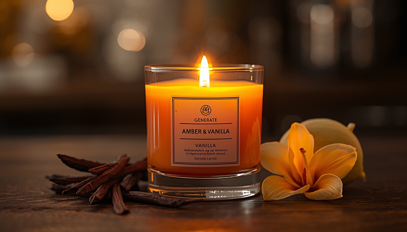 Lyxtherooscyx duftlys Rav og Vanilje i glas